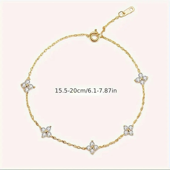 14K Gold Plated Chain Bracelet with Silver Star Charms - Picture 3 of 4